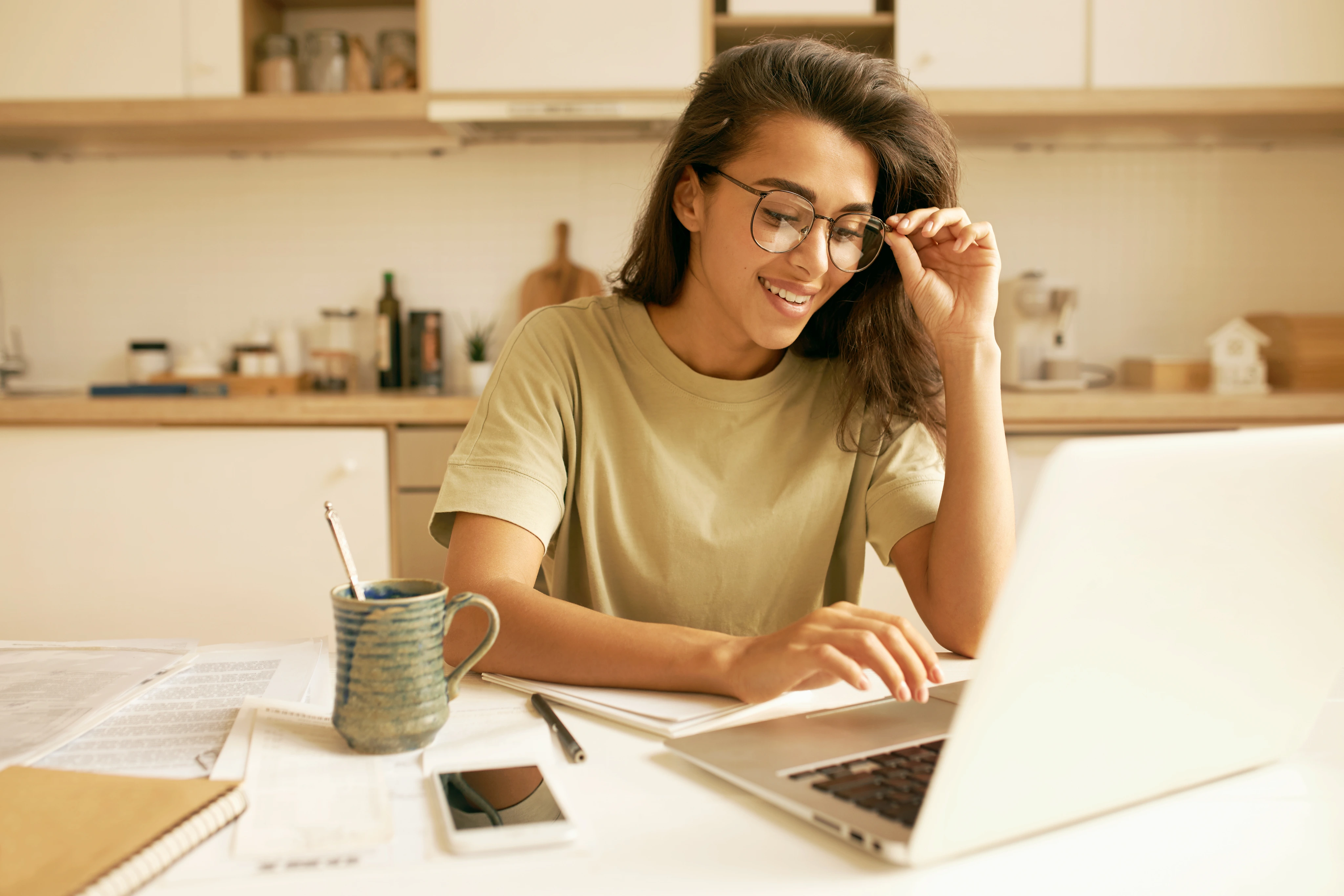 Girl with her computer