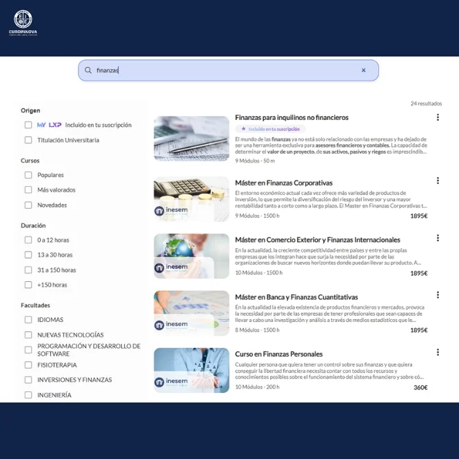 Buscador del campus virtual de Inesem