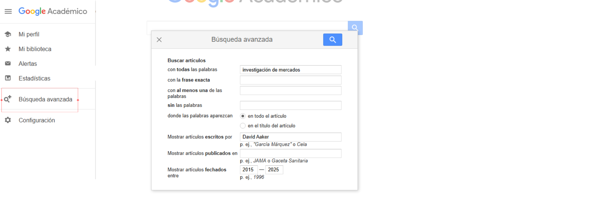 búsqueda avanzada Google