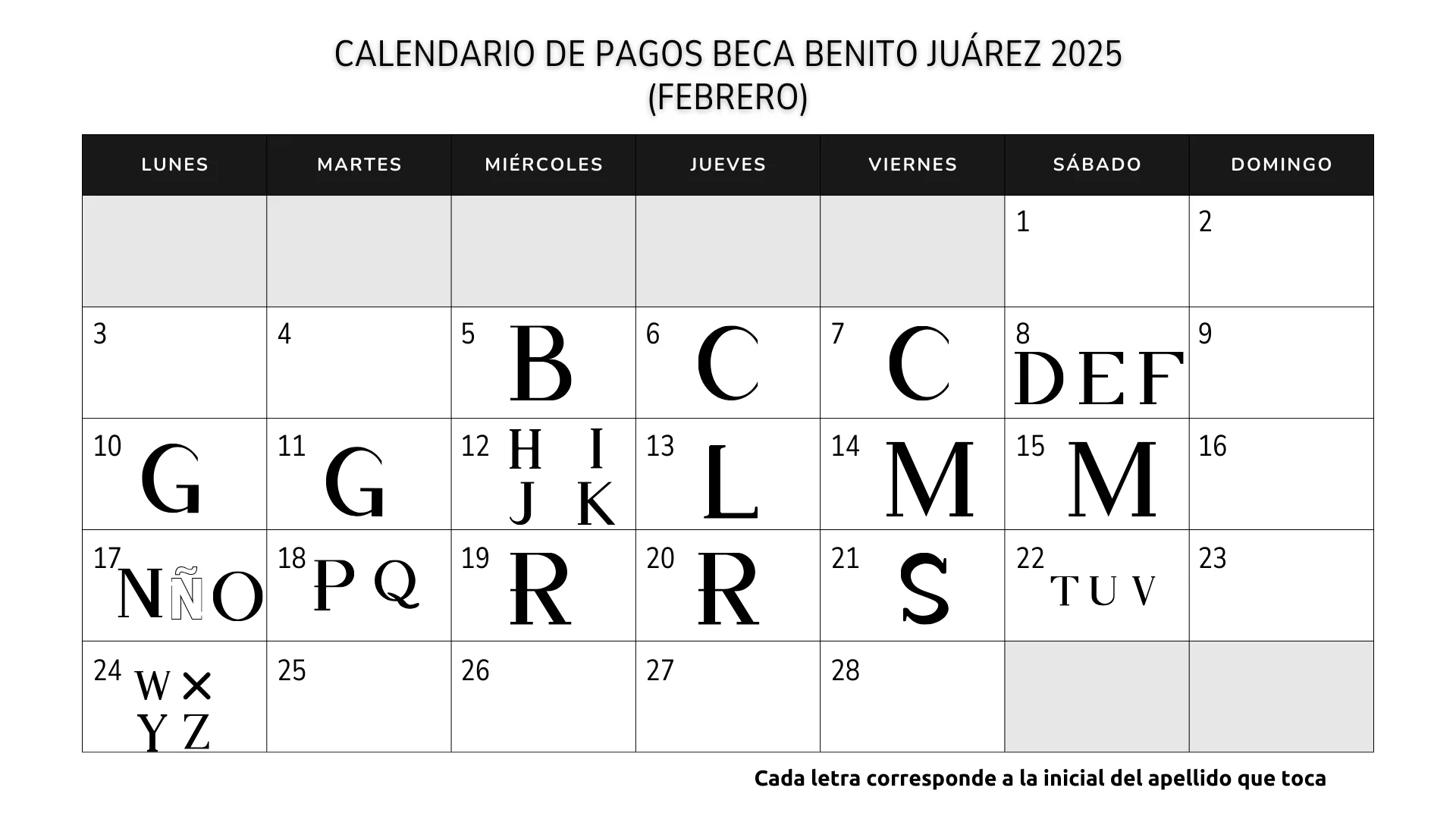 Calendario de pagos beca benito juarez