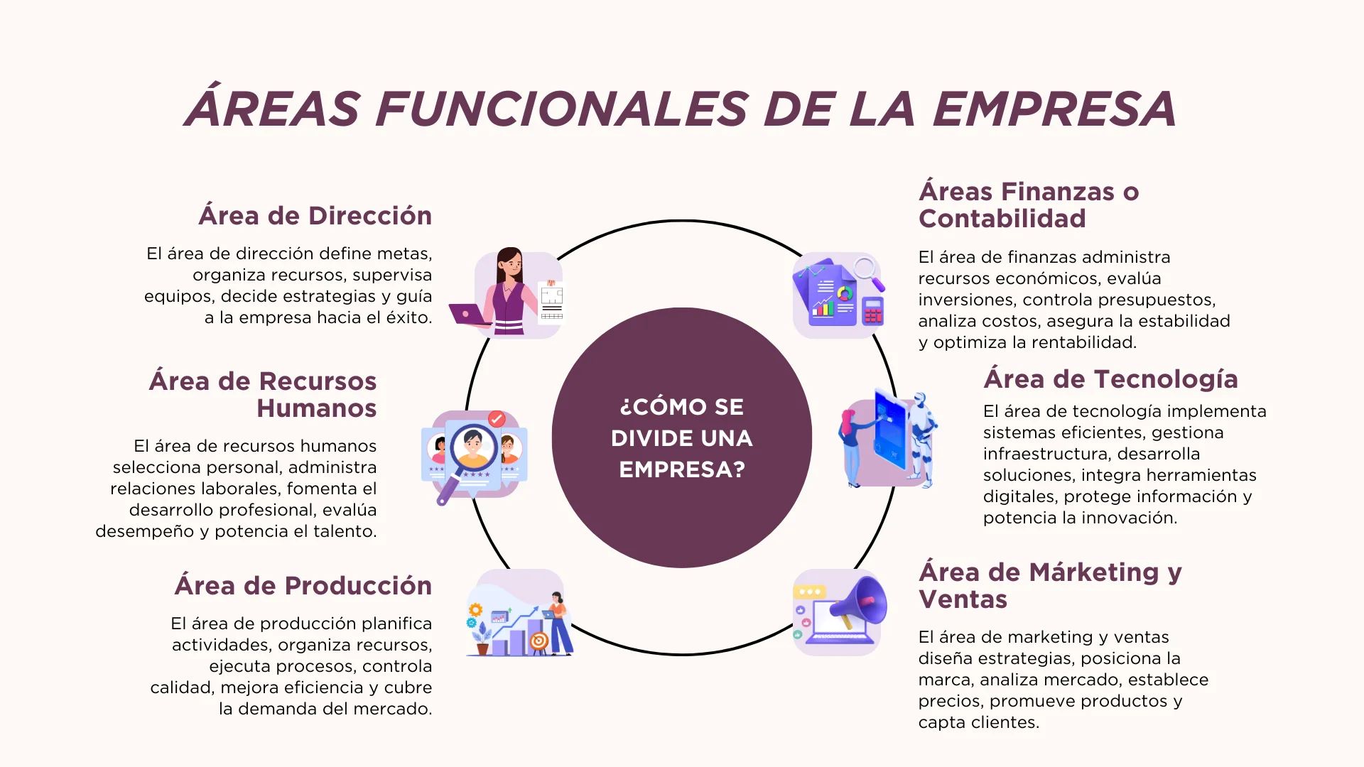 cuáles son las áreas funcionales de una empresa