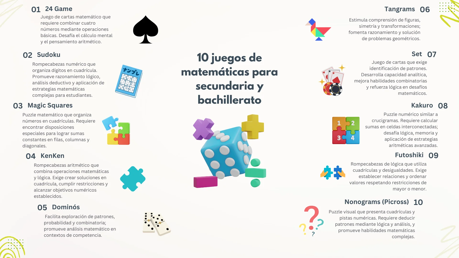 Ejemplos de juegos matemáticos para secundaria y bahillerato
