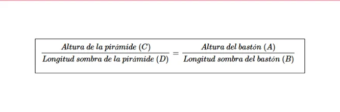 Fórmula matemática del teorema de tales