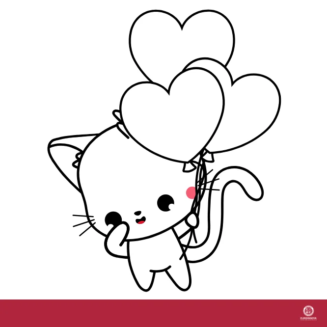 Gato kawaii para colorear