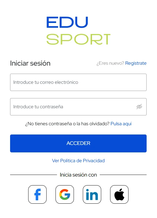 Iniciar sesión EDUSPORT