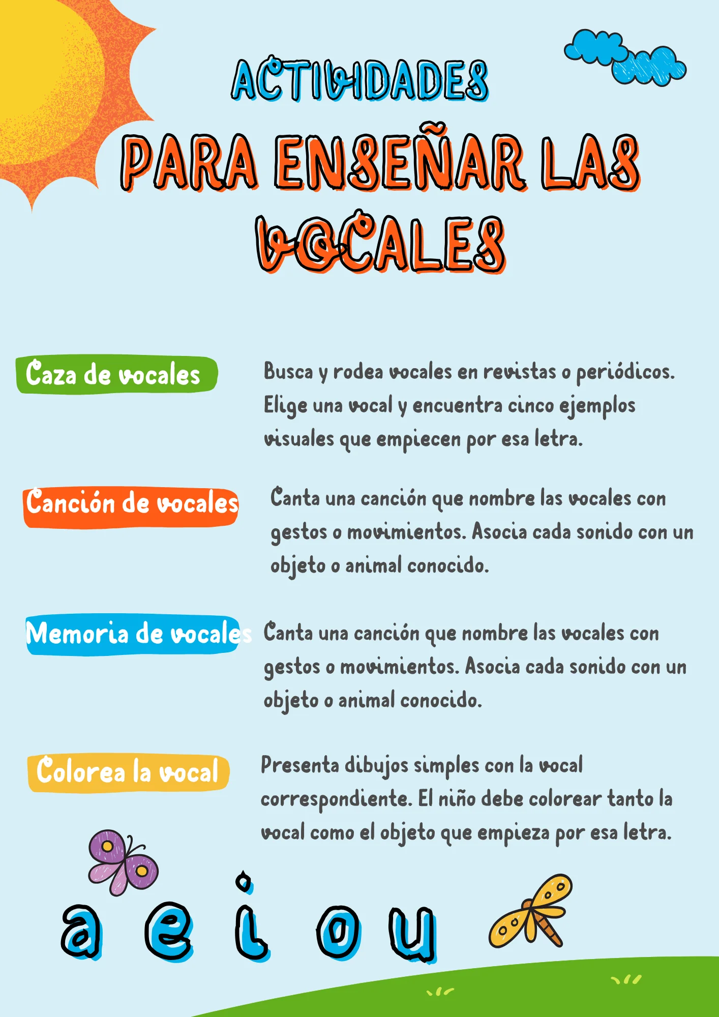 las vocales para niños de preescolar