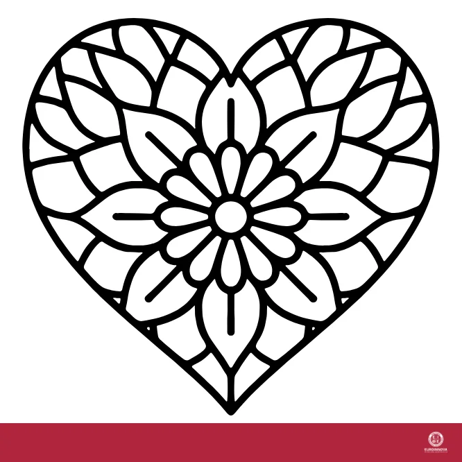 Mandala de corazón para colorear