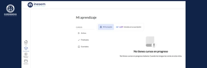 Entorno de Mi aprendizaje campus virtual Inesem