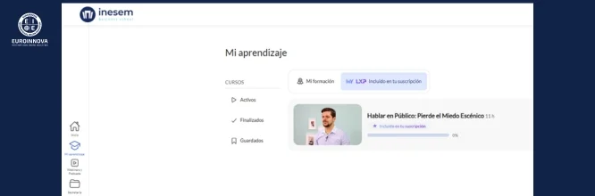 Entorno de Mi aprendizaje MyLXP campus virtual Inesem