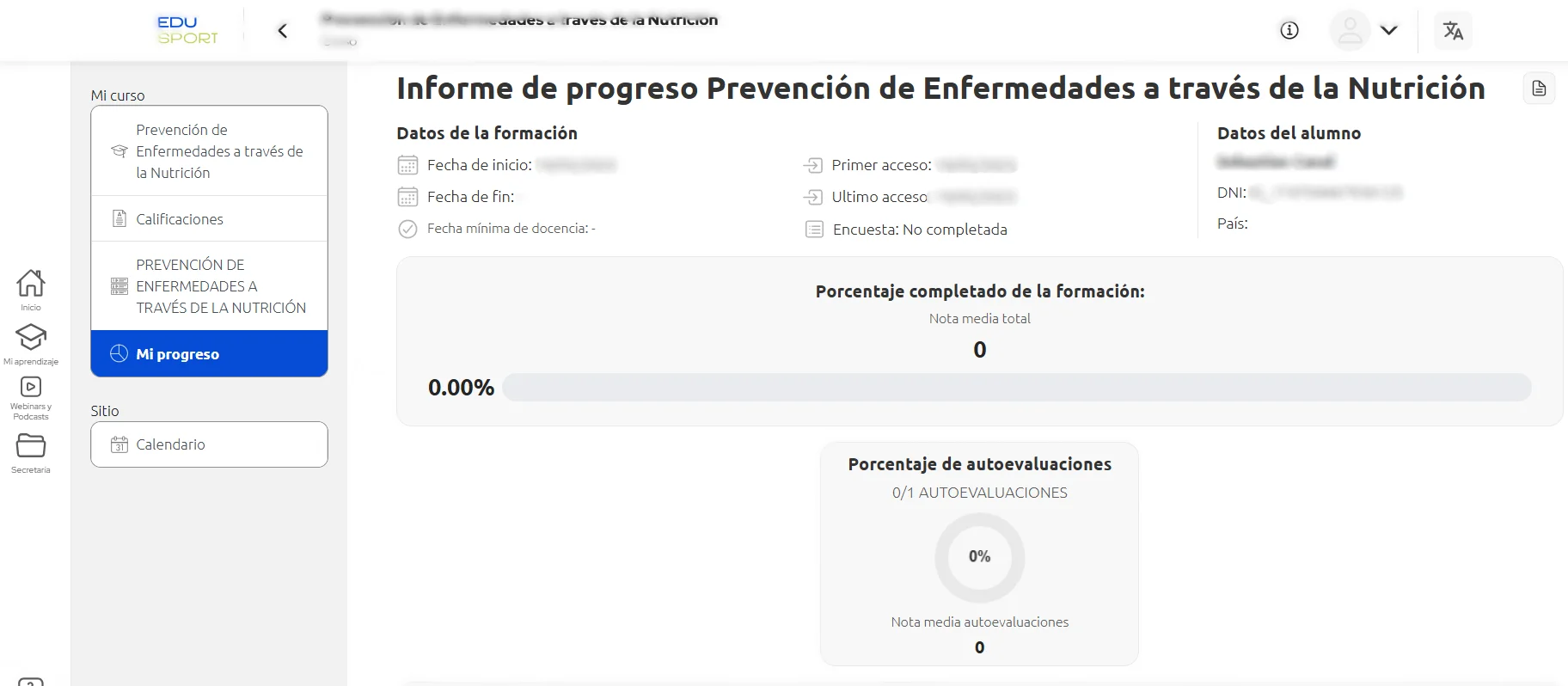 mi progreso MyLXP EDUSPORT