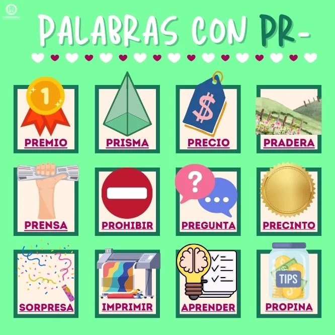 ¡20 palabras con PR en español! (Ejemplos y oraciones)