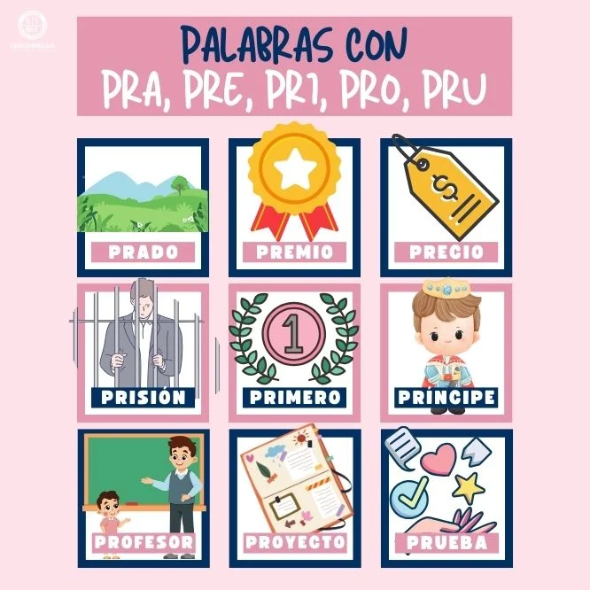 Palabras con pra, pre, pri, pro, pru
