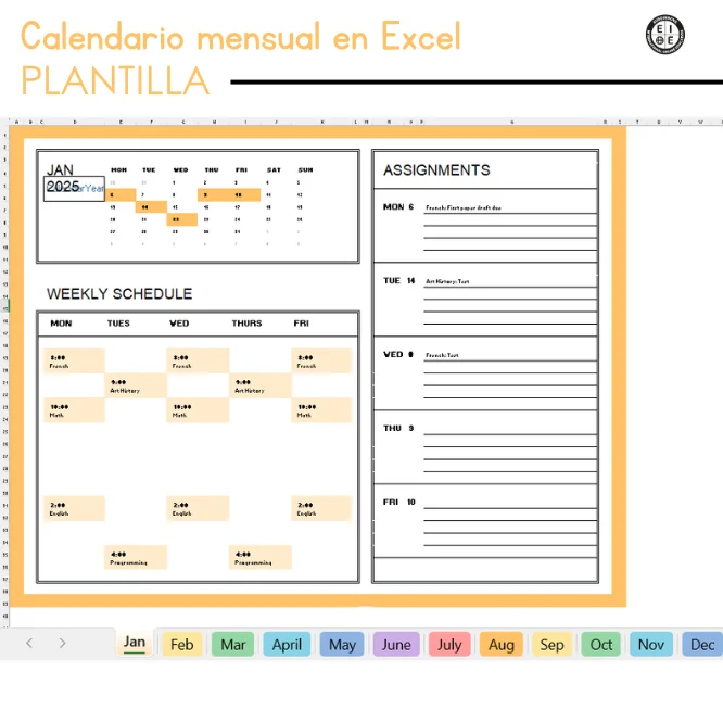 Plantilla de calendario en Excel