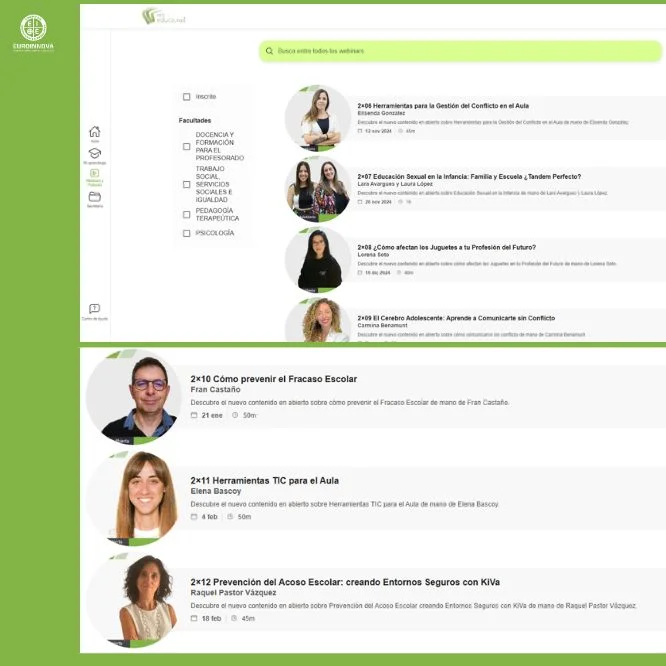 Webinars y pódcast del campus virtual de Rededuca