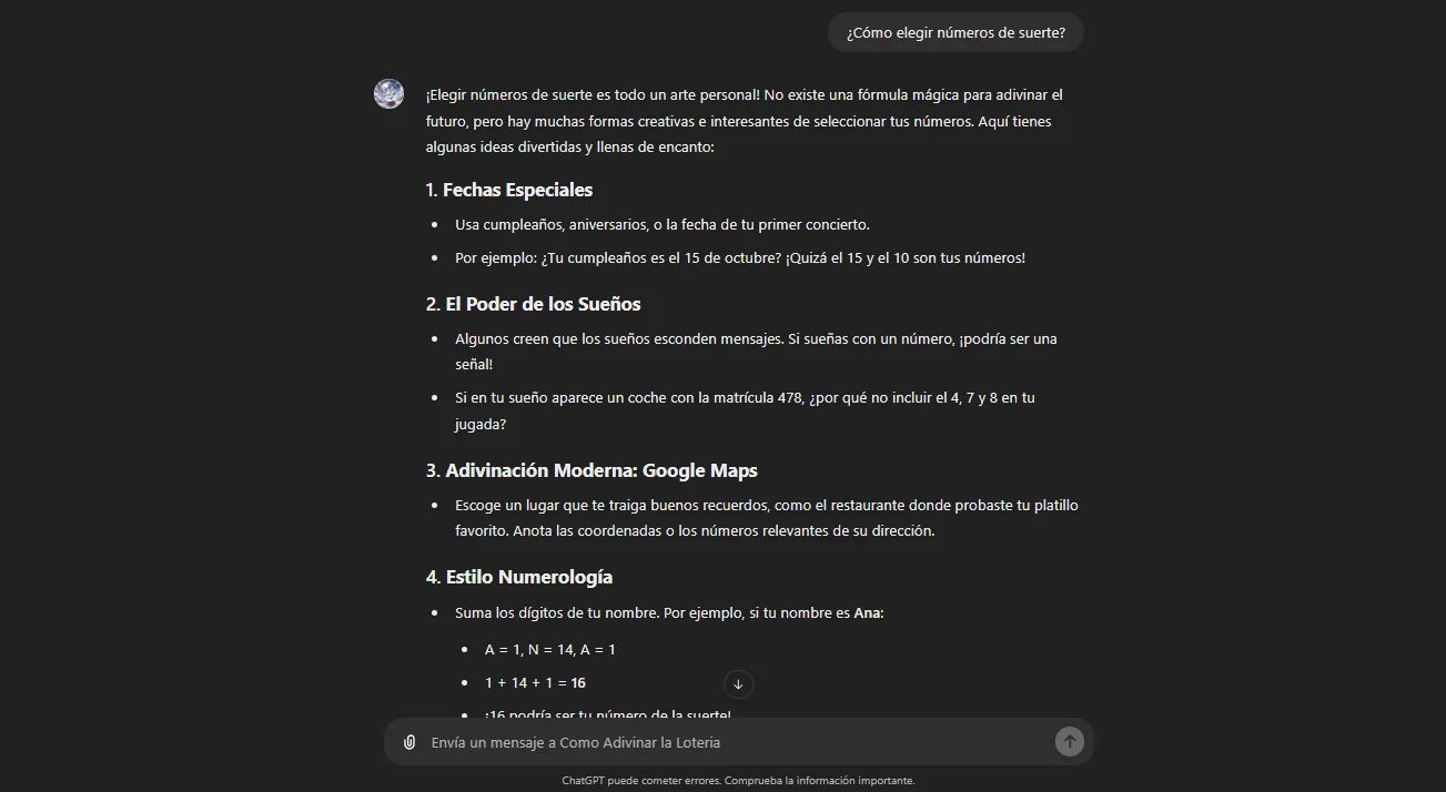 chatgpt cómo elegir números de la suerte
