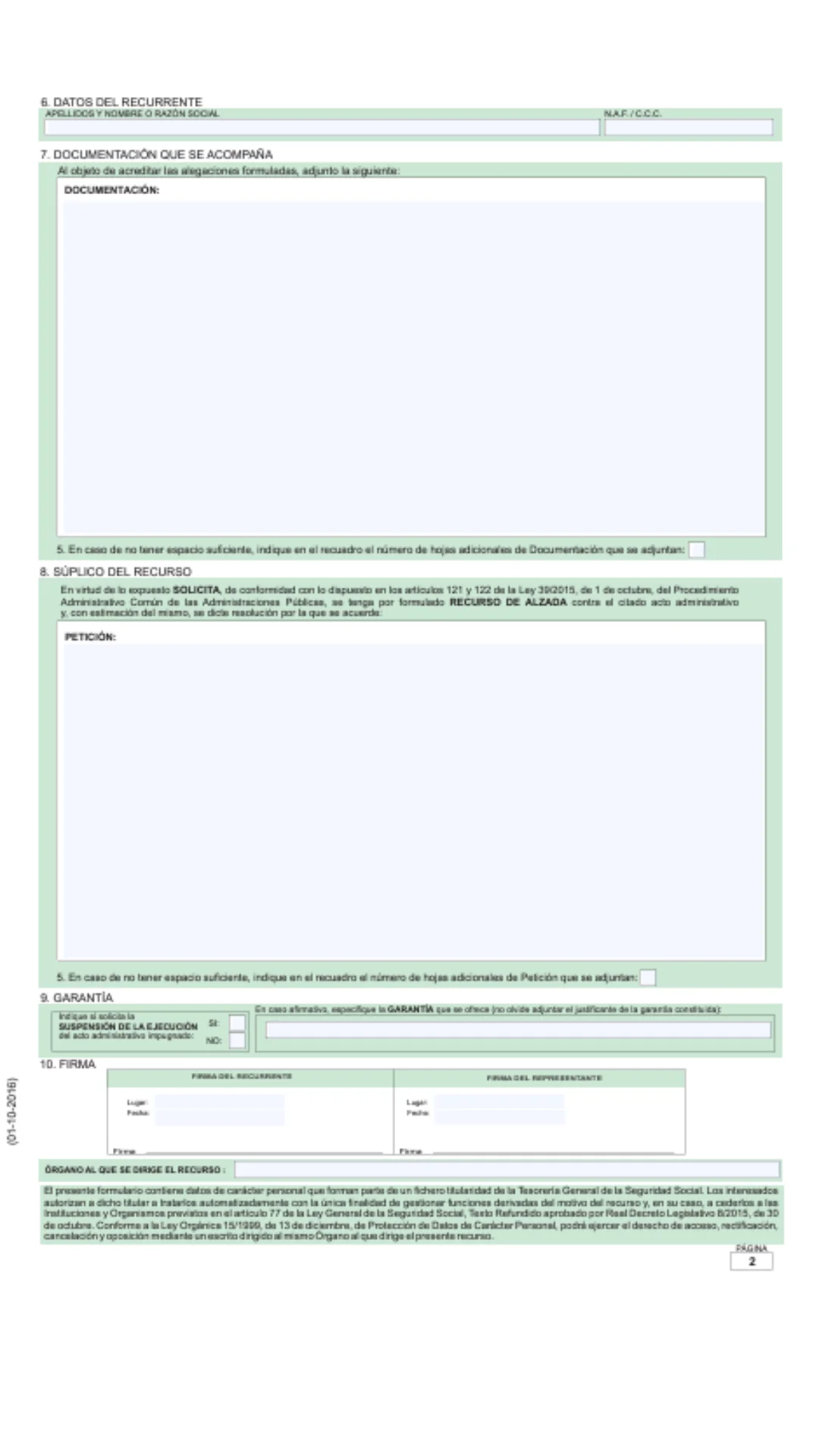 Ejemplo de modelo de recurso de alzada página 2