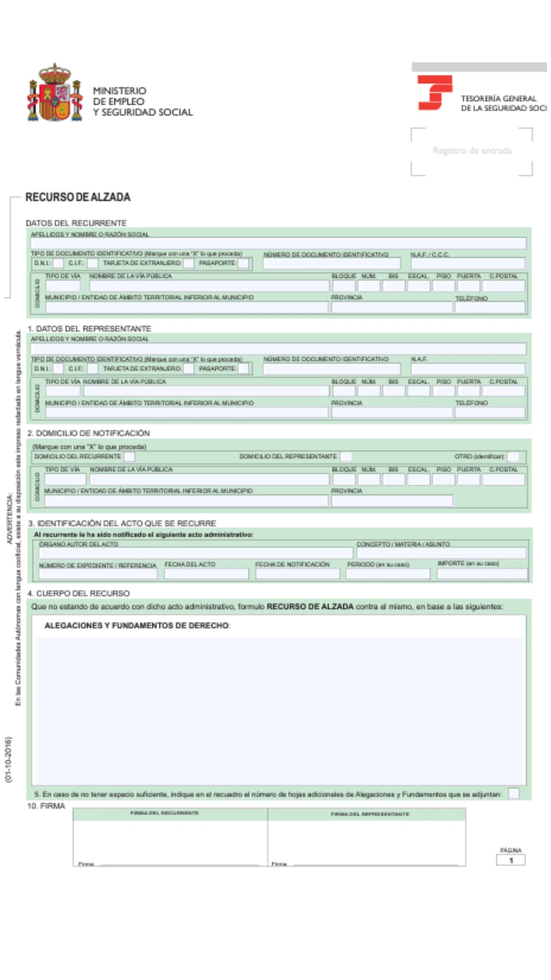 Ejemplo de modelo de recurso de alzada página 1